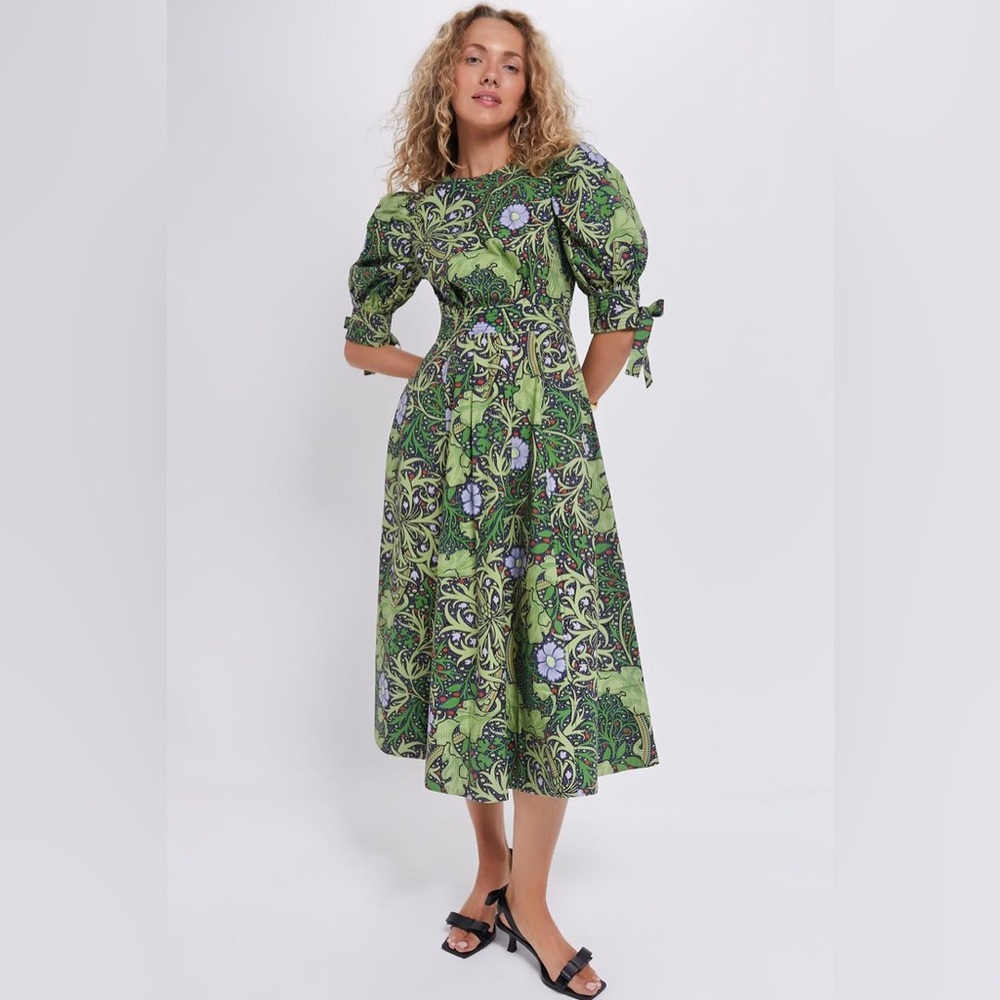 Tuckernuck Hyacinth House Green Floral Print Midi Dress